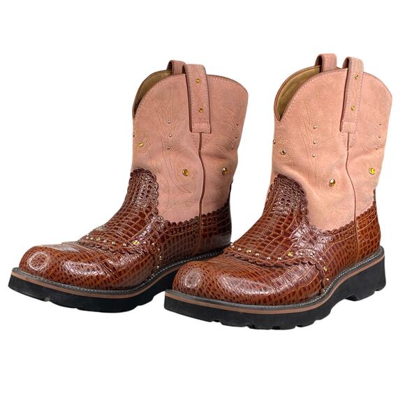 Ariat Women's Fatbaby Brown Pink Western Cowgirl Boot Size 11 B - Picture 6 of 12